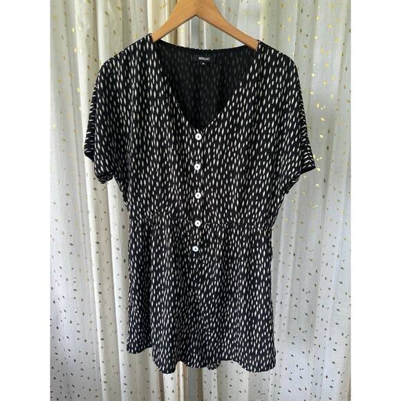 Wishlist Women's Paintbrush Polka Dot Button Front Side Pocket Playsuit Romper M - Picture 3 of 8